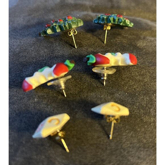 Teacher Gift Earrings Tree Apple Abc Dice Signed JHE Lot Of 3 School Pierced - Picture 2 of 3